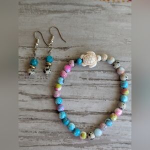 Colorful Beaded Bracelet and Earring Set